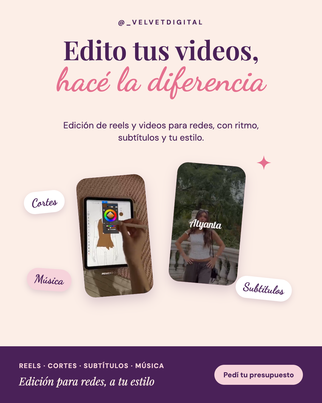 Edición de reels y videos para redes - Velvet Digital