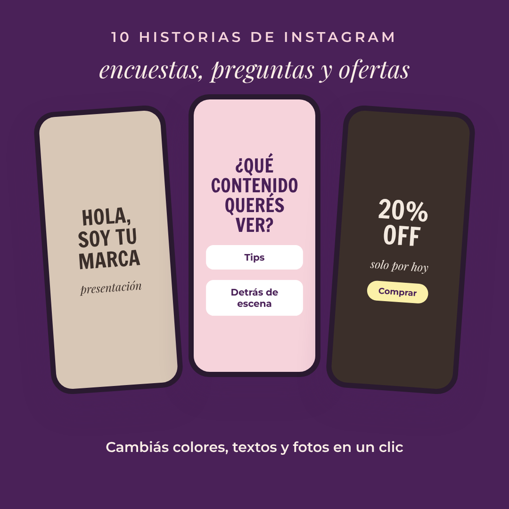 10 plantillas de historias de Instagram: presentación, encuesta y oferta